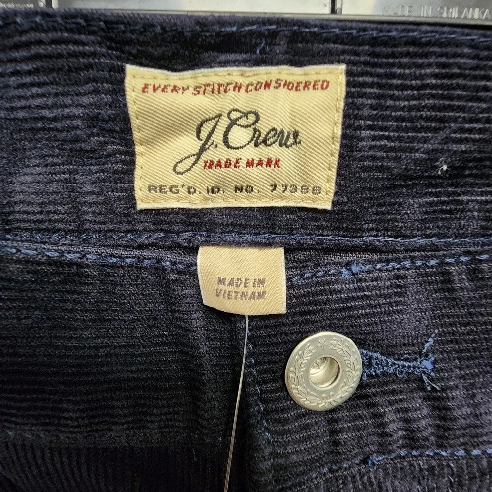 J.Crew 484 Corduroy Pants Mens 32x34 Slim Fit Tapered Leg Navy Blue NEW w/ Tag‎